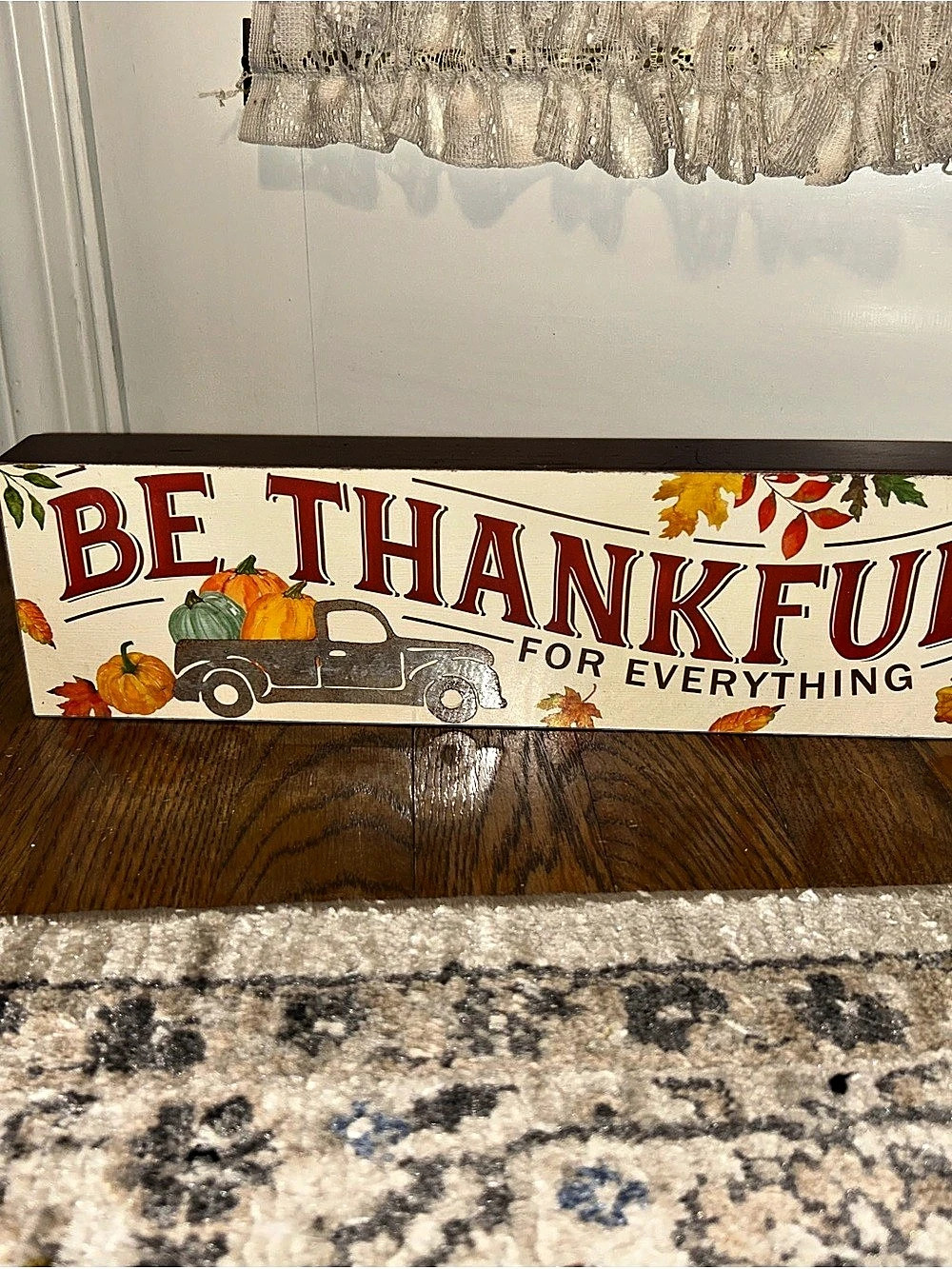 Be Thankful For Everything Truck Pumpkin Wood Decor